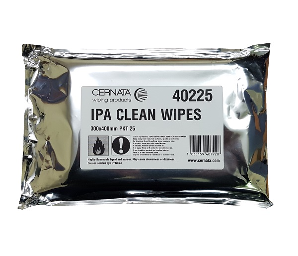 CERNATA IPA Clean Wipes Poly Cellulose 30x40cms Pack of 25
